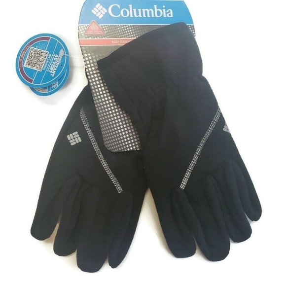 Womens Size L Columbia Omni Wind Bloc Touch Screen Warm Winter Gloves Black - Picture 2 of 6